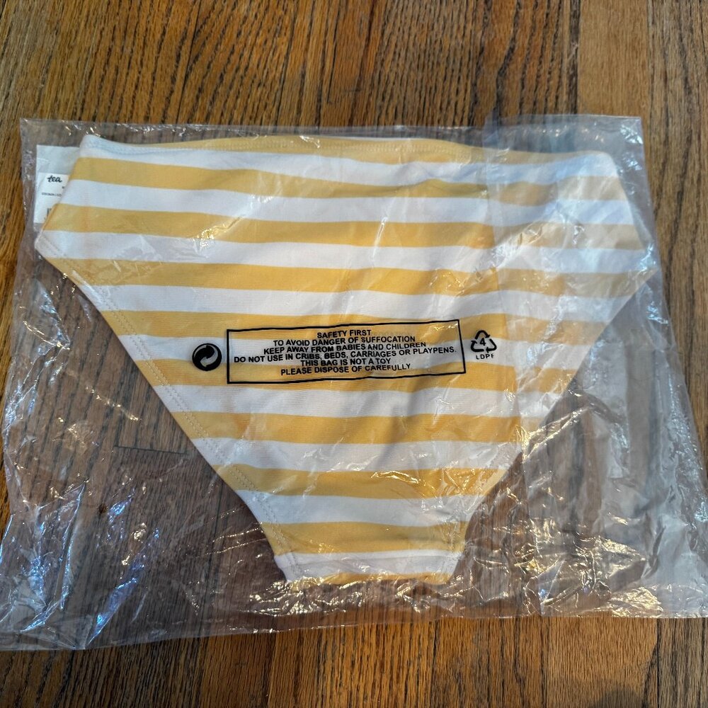 NWT Tea Collection Bikini Bottom Core Swim Yellow Stripe Del Sol Size 12 - Picture 2 of 3